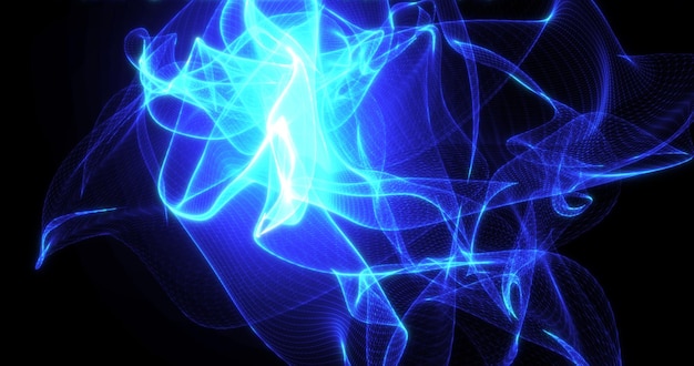 Zdjęcie abstrakcyjne tło z niebieskim pięknym dymem z fal i linii energii hitech magiczny laser