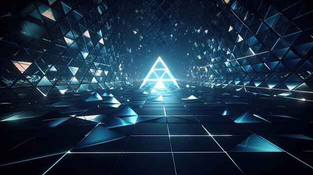 Zdjęcie abstrakcyjne tło z strukturą neonowych trójkątów i stylem technologicznym