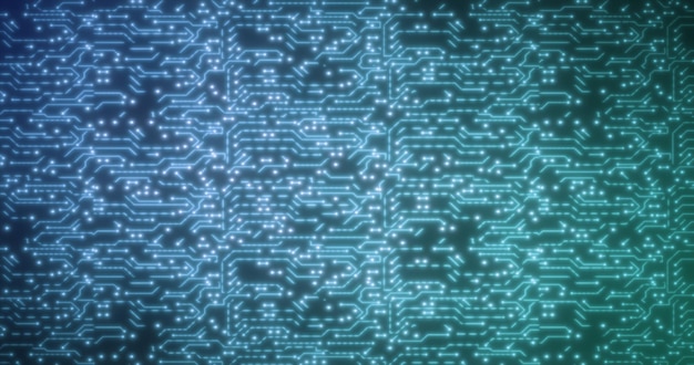 Abstrakcyjne tło zielonych płyt obwodowych komputerowych cyfrowy hitech futurystyczny z linii i kropek