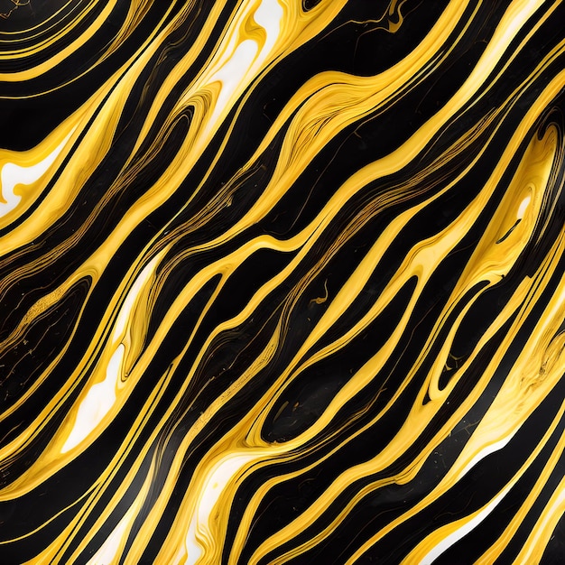 Abstrakcyjne tło złote i czarne marmurowe linie wirują zakrzywioną grafiką generatywną autorstwa AI