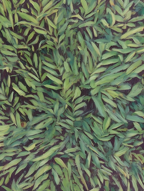 abstrakcyjne tropikalne zielone liście malowanie bujnego zielonego liścia z miękką teksturą malarską
