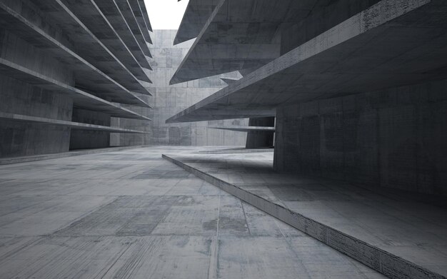 Abstrakcyjne wnętrze ze szkła i betonu Tło architektoniczne Ilustracja 3D i renderowanie