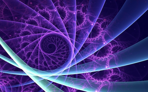 Abstrakcyjne wzory i kształty fraktalne Nieskończony wszechświatTajemniczy psychodeliczny wzór relaksacji Dynamicznie płynące naturalne formy Święta geometriaMistyczne spirale Renderowanie 3D