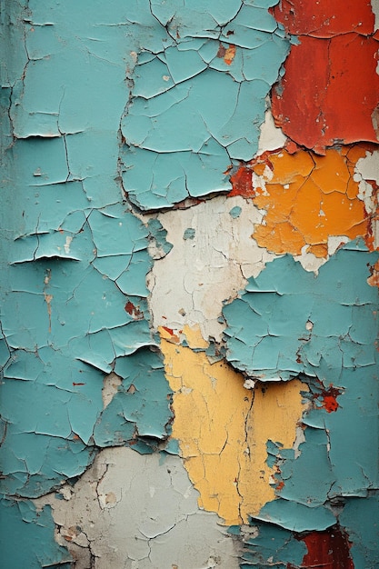 Abstrakcyjne wzory łuszczącej się farby na starej ścianie