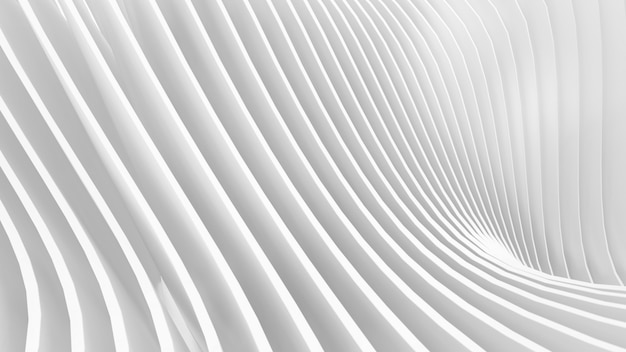Abstrakcyjne zakrzywione kształty. Białe okrągłe tło. Abstrakcyjne tło. ilustracja 3d