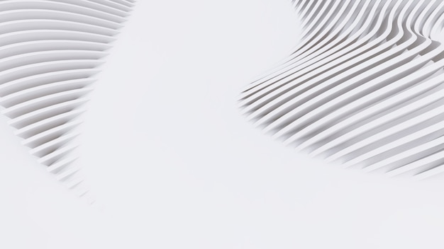 Abstrakcyjne zakrzywione kształty. Białe okrągłe tło. Abstrakcyjne tło. ilustracja 3d