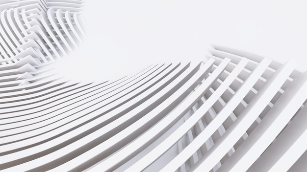 Abstrakcyjne zakrzywione kształty. Białe okrągłe tło. Abstrakcyjne tło. ilustracja 3d