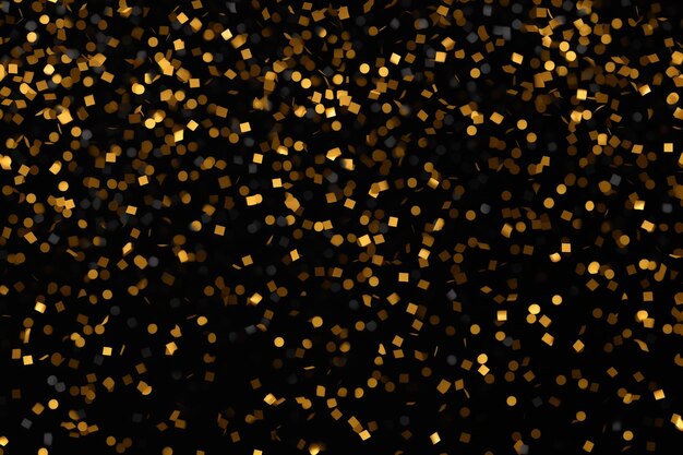 Abstrakcyjne złote konfetti dekoracyjne czarne tło.