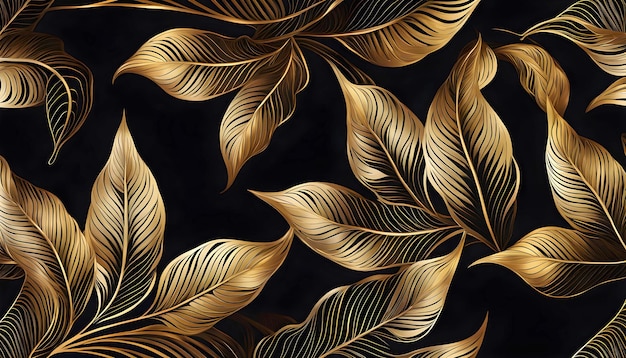 Abstrakcyjne złote kontury liści szablon artystyczny projekt okładki kolorowe luksusowe tło