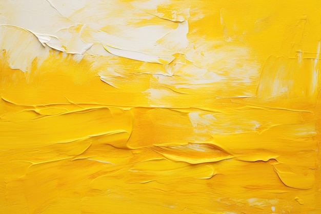 Abstrakcyjne żółte pociągnięcia pędzlem na białym tle Tekstura farby akrylowej