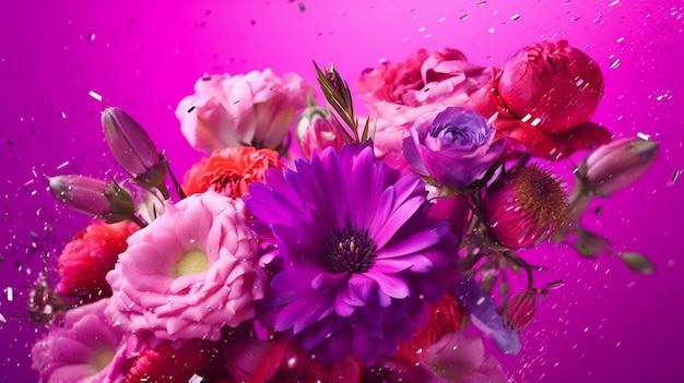 abstrakcyjny bukiet kwiatów fioletowych i fioletowych
