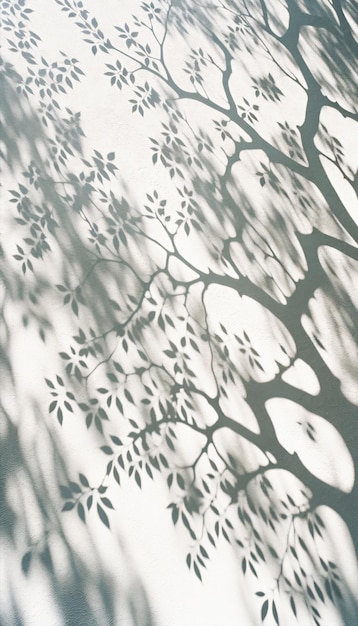Zdjęcie abstrakcyjny cień estetyczny na białej ścianie z teksturą elegancki cień przez liście i gałęzie