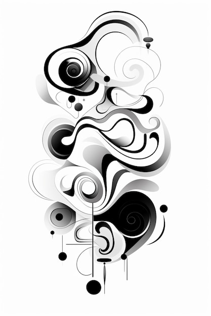 Zdjęcie abstrakcyjny czarno-biały projekt z wirami i kropkami generatywny ai