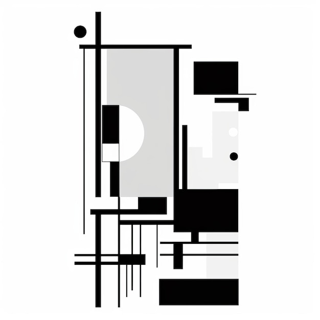 Abstrakcyjny czarno-biały projekt zainspirowany De Stijl