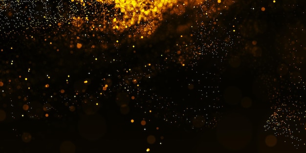 Abstrakcyjny efekt złotego światła Bokeh na ciemnym tle