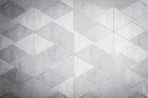 Abstrakcyjny geometryczny wzór teksturowanych płytek nowoczesny i kreatywny projekt na neutralnym szarym tle koncepcja minimalizmu 3D Rendering