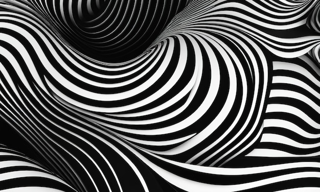 Abstrakcyjny hipnotyczny wzór z czarno-białymi liniami w paski