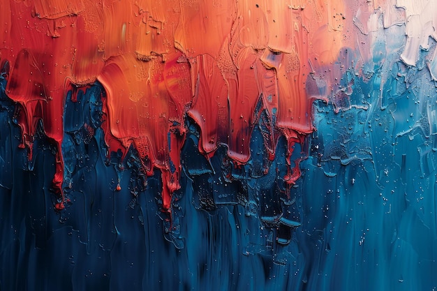 Abstrakcyjny kawałek sztuki przechodzący od spokojnego niebieskiego do żywotnego czerwonego reprezentujący przejście od spokoju do podekscytowania