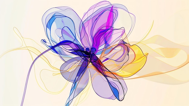 Zdjęcie abstrakcyjny kolorowy kwiat piękna ręcznie narysowana ilustracja wektorowa