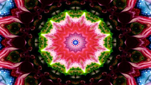 Abstrakcyjny kolorowy wzór symetryczny ozdobny ozdobny kalejdoskop ruch geometryczny okrąg i kształty gwiazd
