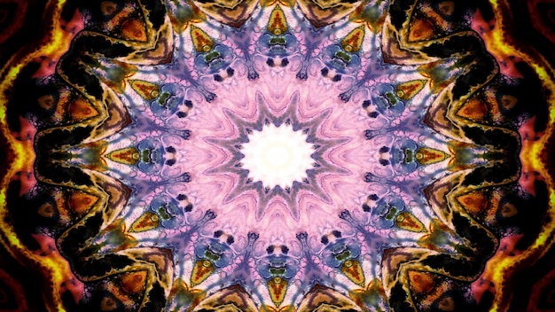 Zdjęcie abstrakcyjny kolorowy wzór symetryczny ozdobny ozdobny kalejdoskop ruch geometryczny okrąg i kształty gwiazd