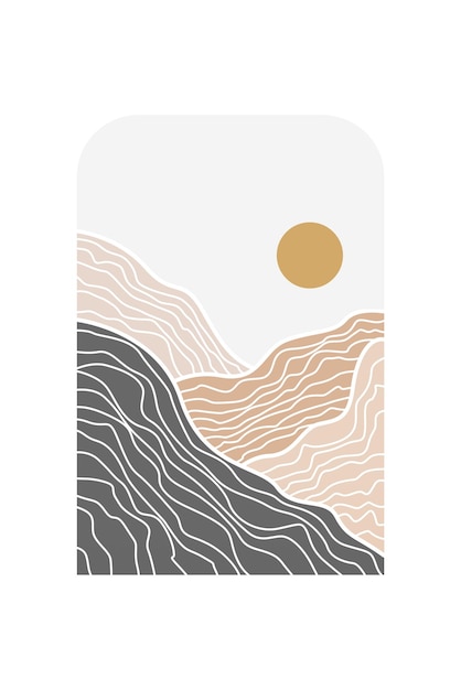 Abstrakcyjny krajobraz Boho Art Background