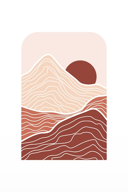 Abstrakcyjny krajobraz Boho Art Background