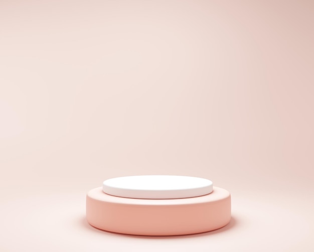 Abstrakcyjny kształt geometrii biały kolor i różowy kolor podium na różowym tle dla produktu minimalna koncepcja renderowania 3d