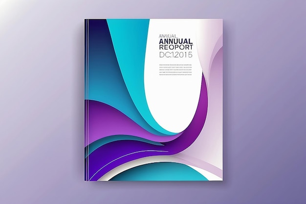 Abstrakcyjny kształt krzywej na niebieskim, fioletowym i białym tle, szablon okładki książki w formacie A4 do raportu rocznego
