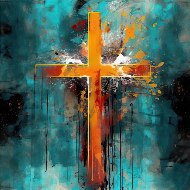 abstrakcyjny malowany krzyż