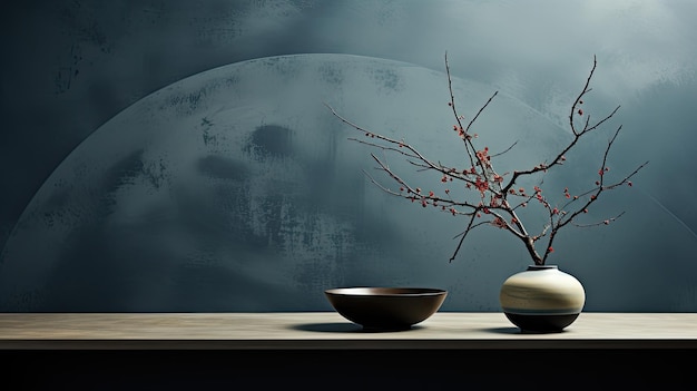 Abstrakcyjny minimalizm w stylu japońskiego wpływu Zen minimalizm ciemny uspokajający ef