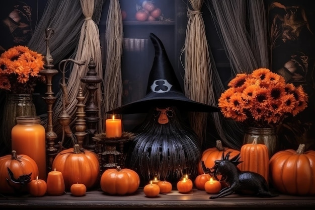 Abstrakcyjny mistyczny pokój czarownicy na Halloween