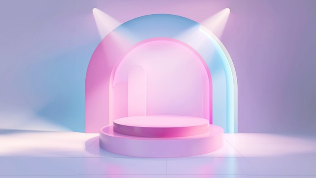 Zdjęcie abstrakcyjny model podium z kształtami geometrycznymi w pastelowych kolorach 3d