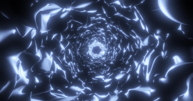 Abstrakcyjny niebieski tunel energetyczny fal świecących abstrakcyjnego tła
