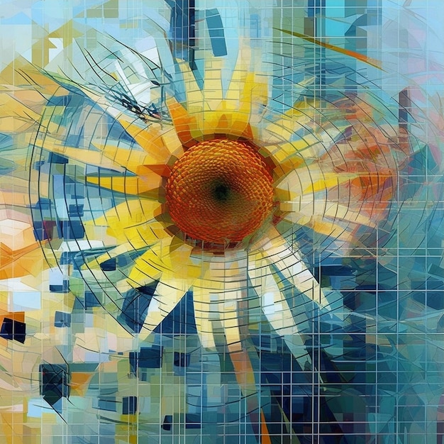 Abstrakcyjny obraz ilustracji tła słonecznika i linii