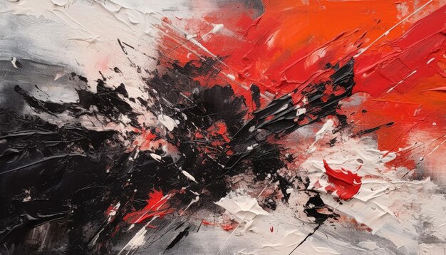 abstrakcyjny obraz olejny tekstura tapeta z białymi czerwonymi i czarnymi pociągnięciami pędzla
