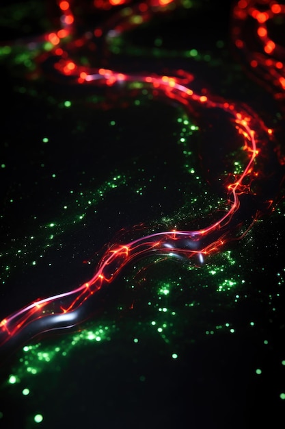 Zdjęcie abstrakcyjny obraz przepływu danych w kolorach zielonym i czerwonym