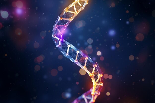Abstrakcyjny obraz wiązki DNA z unikalnym generatywnym ai