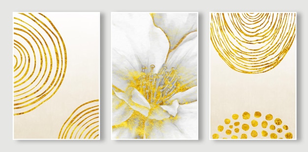 Abstrakcyjny obraz wiszącej złotej linii Flower Art