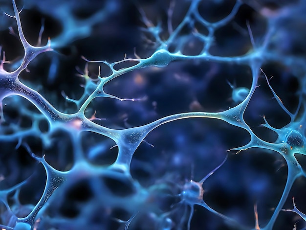 Abstrakcyjny obraz wzorców neuronowych wygenerowany przez sztuczną inteligencję