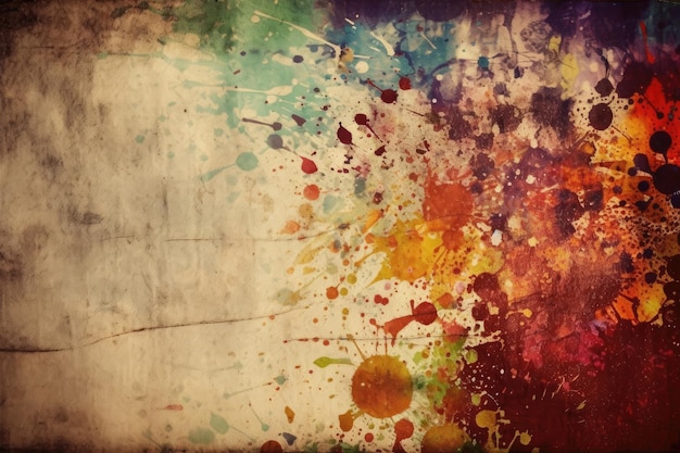 Abstrakcyjny obraz z kolorowymi plamami i kroplami