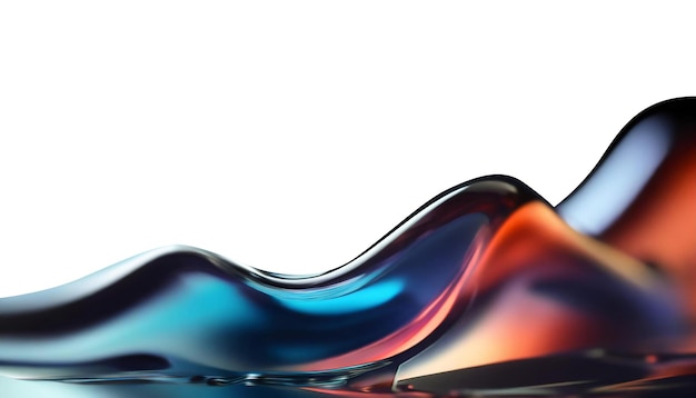 Abstrakcyjny płynny kształt szkła z kolorowymi odbiciami wstążka z zakrzywionej wody z błyszczącym kolorem falisty ruch płynu rozproszenie chromatyczne latające i efekt spektralny cienkiego filmu