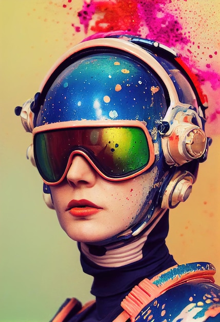 Abstrakcyjny portret astronauty fantasy Hightech futurystyczny mężczyzna