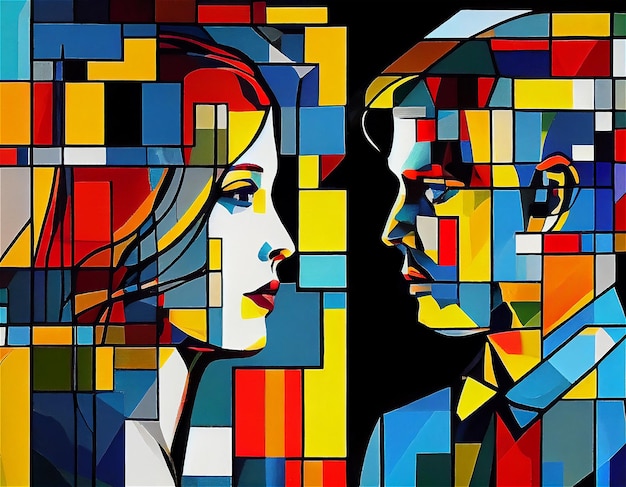Abstrakcyjny portret mężczyzny i kobiety
