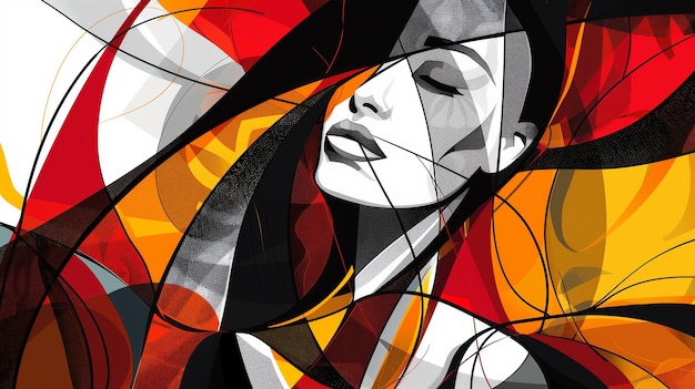 Zdjęcie abstrakcyjny portret pięknej dziewczyny ilustracja wektorowa kolorowe tło