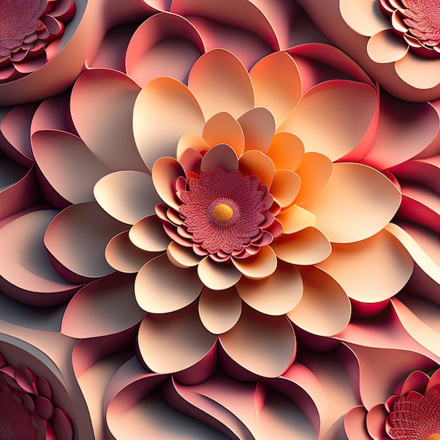 Abstrakcyjny projekt kwiatów, tło tekstury, tapeta 3D Blossom bloom
