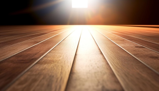 Zdjęcie abstrakcyjny projekt podłogi z twardego drewna świeci w naturalnym świetle słonecznym na zewnątrz generowanym przez sztuczną inteligencję