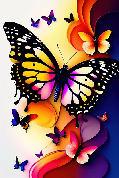 Abstrakcyjny projekt z motylami