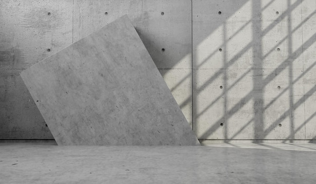 Abstrakcyjny pusty nowoczesny betonowy pokój ze światłem słonecznym z okna wnętrza przemysłowego Renderowanie 3D