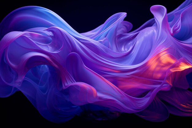 Abstrakcyjny różowo-niebieski i neonowy styl 3D z falistą linią świecącą w spektrum ultrafioletowym